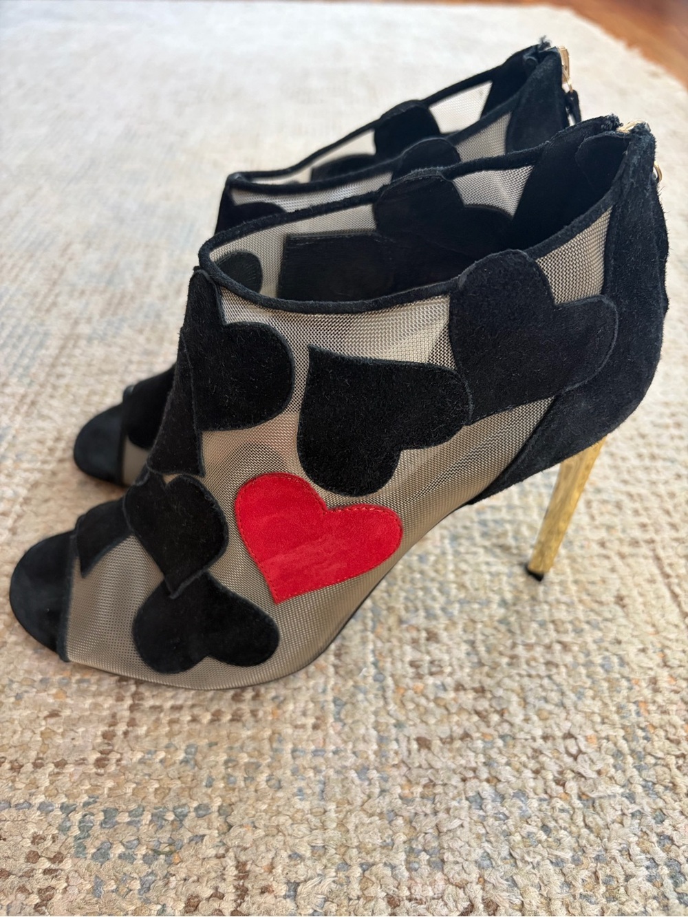 Diane Von Furstenberg Black Mesh Stiletto Booties